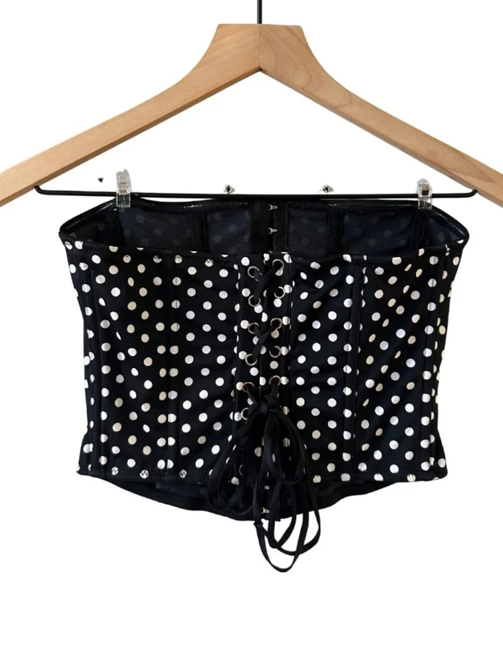 Out From Under Urban Outfitters Afterglow Polka Dot Strapless Bustier Corset